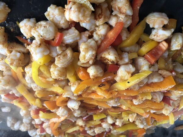 Shrimp Fajitas on the Flat Top